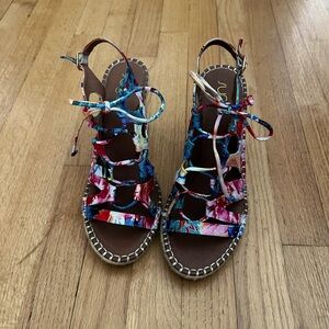 Sugar Hula Lace up colorful wedges